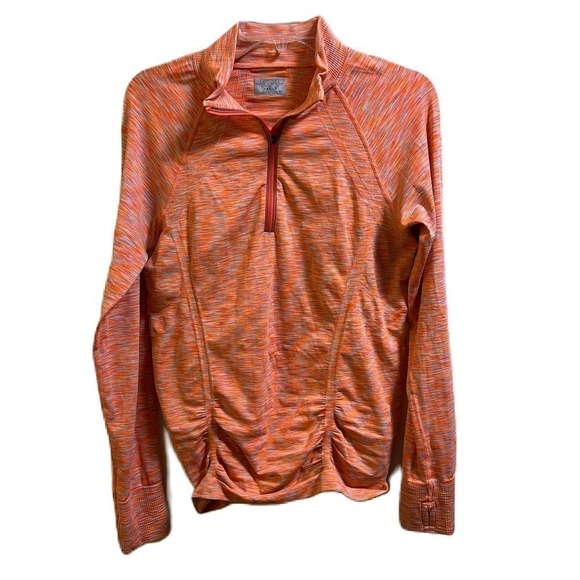 Athleta Fast Track 1/4 Zip Spacedye Orange Pullover Long Slv Top XL - Picture 1 of 3